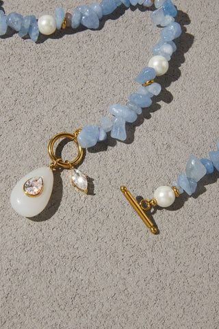 Chip Stone Toggle Charm Necklace