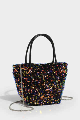Sequin Bucket Bag with Chain Strap