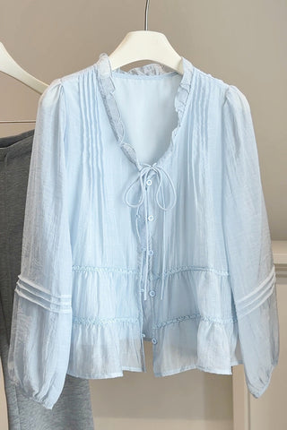 Ruffled Tie-Front Blouse