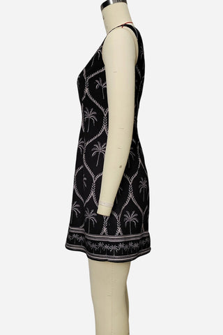 Sleeveless Palm Pattern Casual Dress