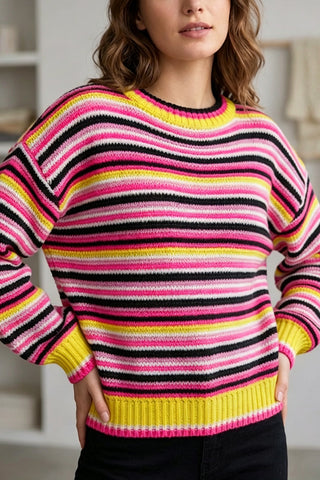 Striped Crew Neck Knit Sweater