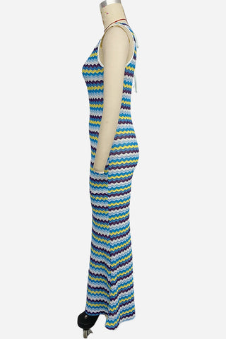 Striped Sleeveless Maxi Dress