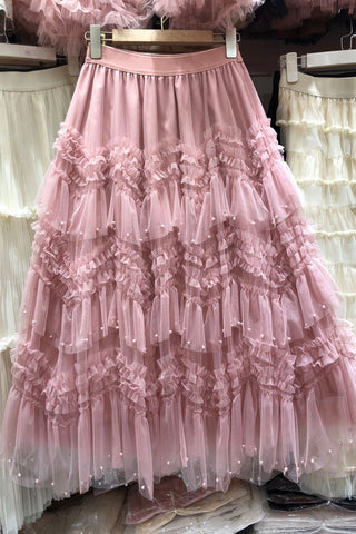 Ruffle Tiered Midi Skirt