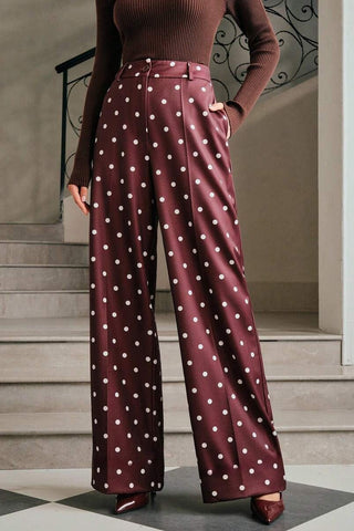 Wide-Leg Polka Dot Pants