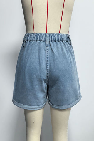 Denim Shirt and Cuffed Short Set