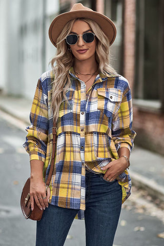 Plaid Button-Front Long Sleeve Shirt