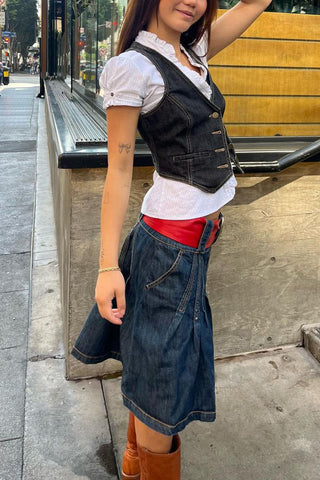 Button-Front Denim Vest