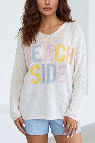 Graphic Text Long Sleeve Top