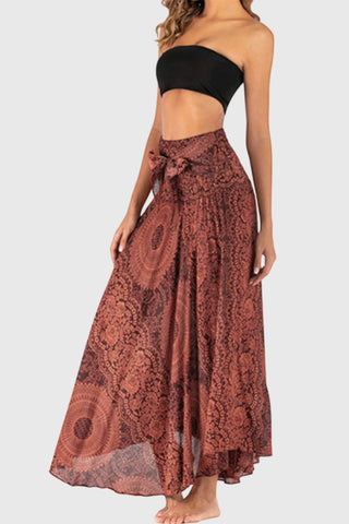 Mandala Print Tie-Waist Midi Dress