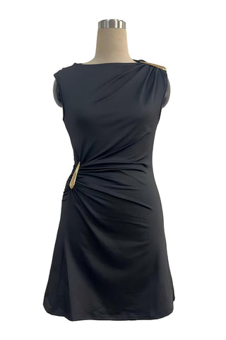 Asymmetric Shoulder Mini Dress