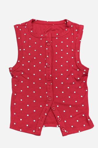 Button-Front Polka Dot Tank Top