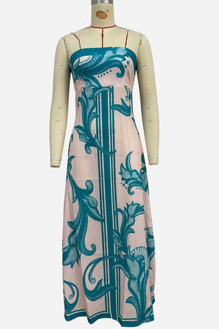 Strapless Printed Midi Vacation Dress