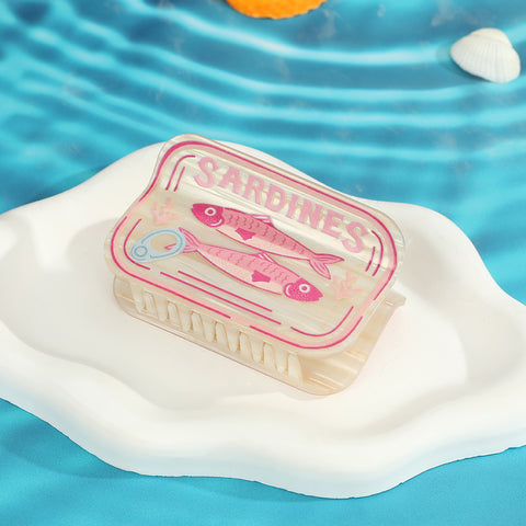 Sardine Can Graphic Rectangle Claw Clip