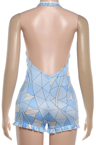 Halter Neck Patterned Romper