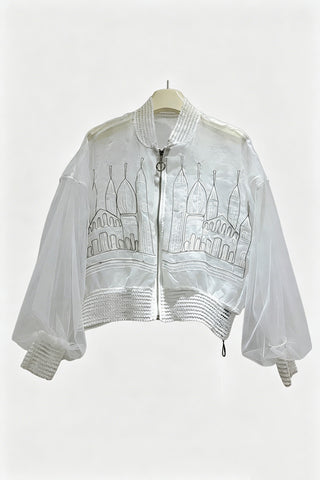 Sheer Castle Detail Bomber Jacket