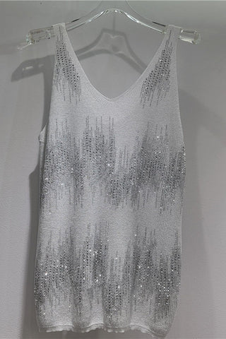 Sequin V-Neck Sleeveless Tank