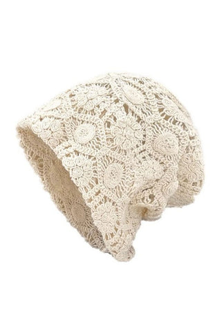 Floral Crochet Slouchy Beanie Hat