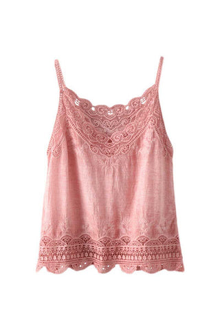 Scalloped Lace V-Neck Sleeveless Tank
