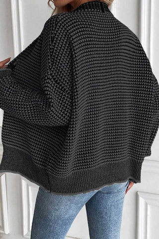 Open-Front Textured Knit Cardigan