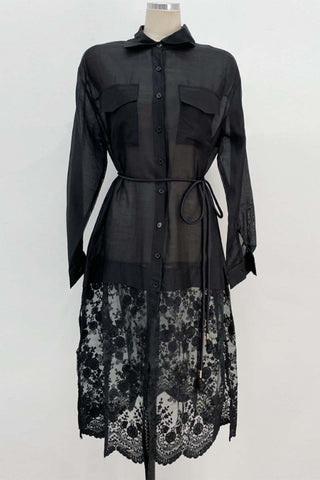 Sleeveless Lace Hem Casual Dress