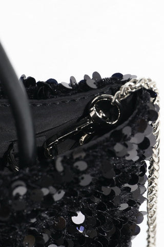 Sequin Bucket Bag with Chain Strap
