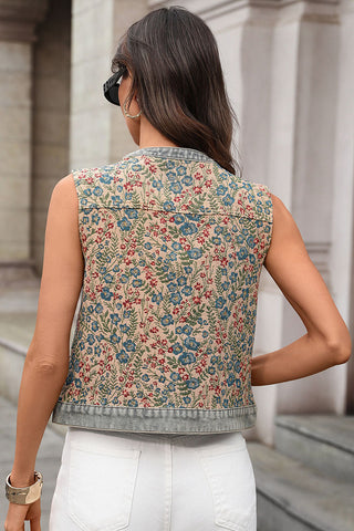 Floral Button Front Vest
