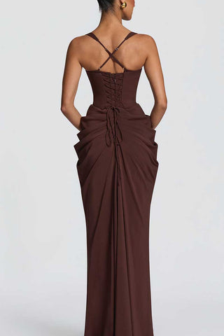 Ruched Sweetheart Neck Maxi Casual Dress