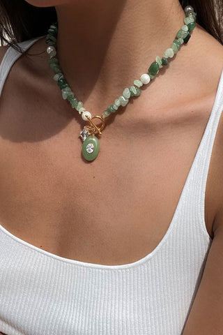 Chip Stone Toggle Charm Necklace