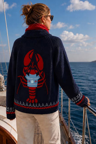 Lobster Graphic Knit Cardigan