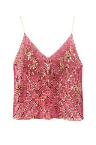 Sequin Geometric Beaded V-Neck Cami