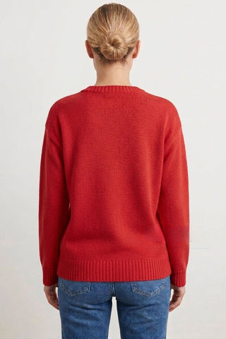 Fish Intarsia Crew Neck Knit Sweater