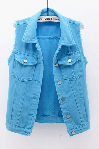 Sleeveless Collared Button-Front Vest