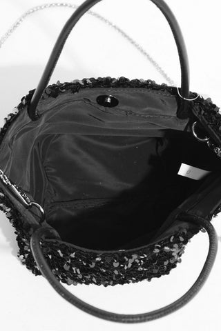 Sequin Bucket Bag with Chain Strap