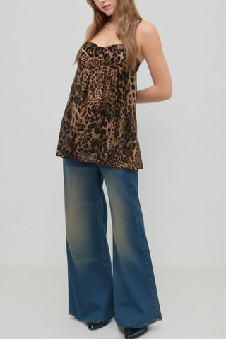 Leopard Print Lace Trim Cami
