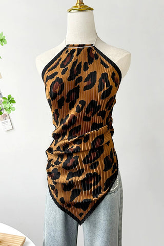 Pleated Halter Tank Top