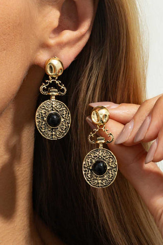 Vintage Celestial Sun Moon Drop Earrings