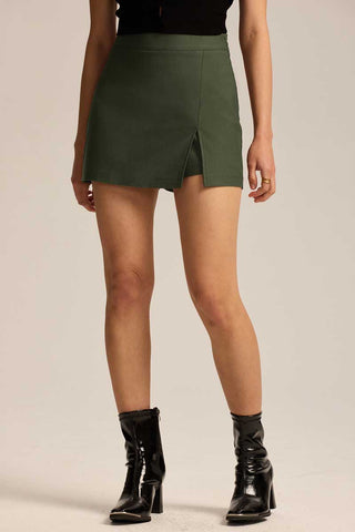 High-Waist Front Slit Mini Skirt
