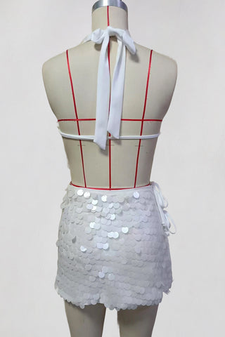 Halter Sequin Skirt Set