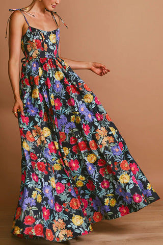 Floral Halter Tie-Back Maxi Dress
