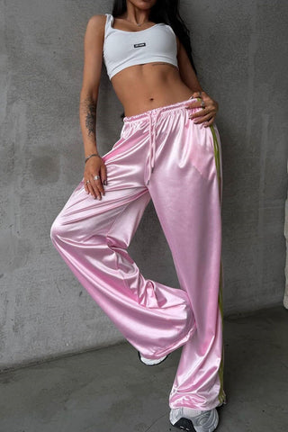 Side-Stripe Wide-Leg Casual Pants