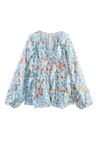 Ruffle Puff Sleeve Blouse