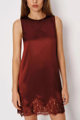 Sleeveless Lace Hem Casual Dress