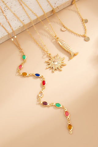 Multi-Layer Sun Fish Charm Necklace