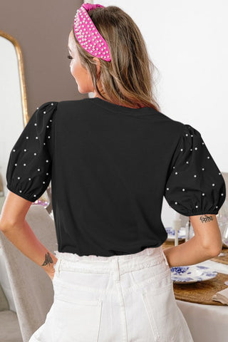 Pearl Sleeve Puff Shoulder Tee