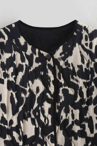 Animal Print Button Front Jacket
