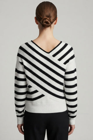 Striped Asymmetric Off-Shoulder Sweater