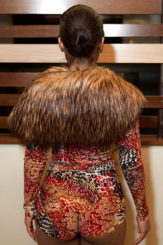 Faux Fur Snake Print Tie Front Top