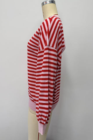 Striped Open Back Long Sleeve Sweater