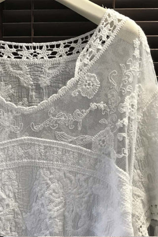 Lace Trim Flowy Blouse