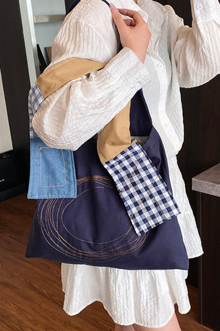 Patchwork Plaid Tote Bag